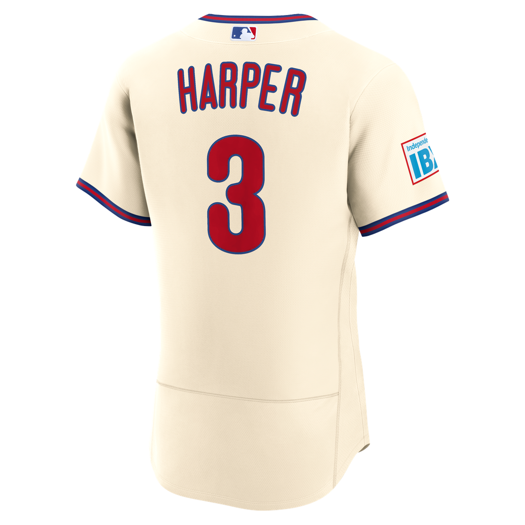 Philadelphia Phillies Bryce Harper Nike Home Authentic Sponsor Patch Jersey - White