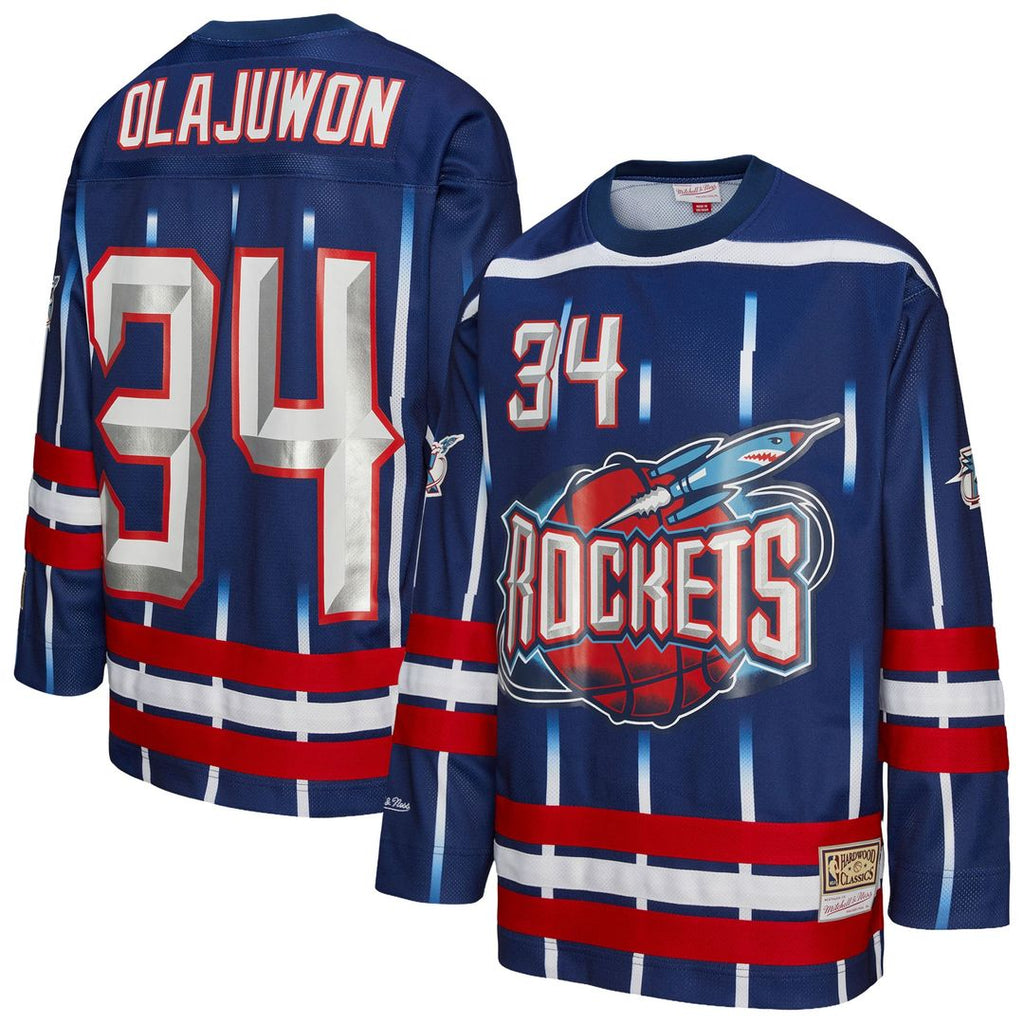 Houston Rockets Hakeem Olajuwon Mitchell & Ness Unisex Maxxed Out Fashion Hockey Jersey - Navy