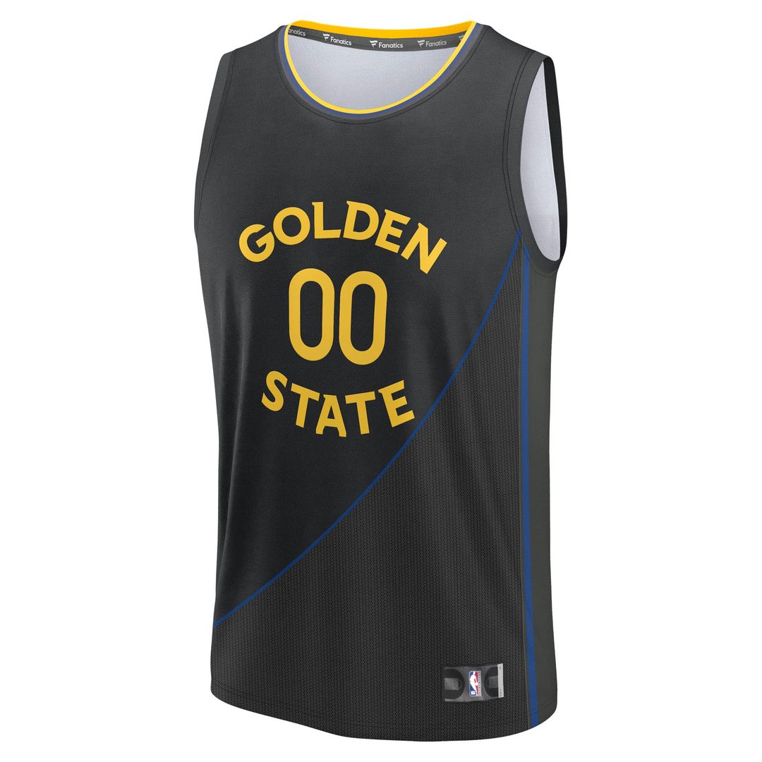 Golden State Warriors Fanatics Youth Fast Break Custom Replica Jersey - Black - Statement Edition