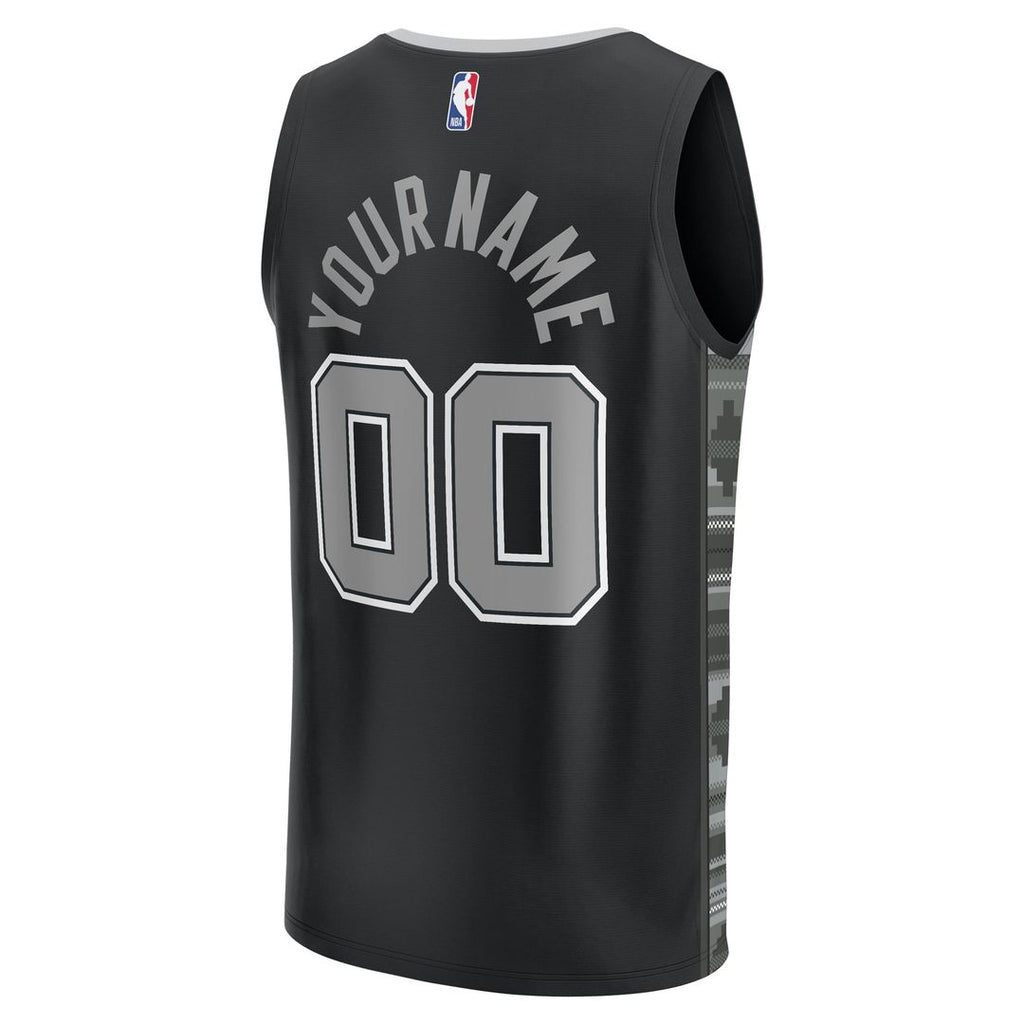 San Antonio Spurs Fanatics Fast Break Custom Replica Jersey - Black - Statement Edition