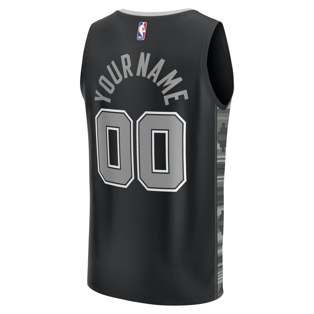 San Antonio Spurs Fanatics Fast Break Custom Replica Jersey - Black - Statement Edition