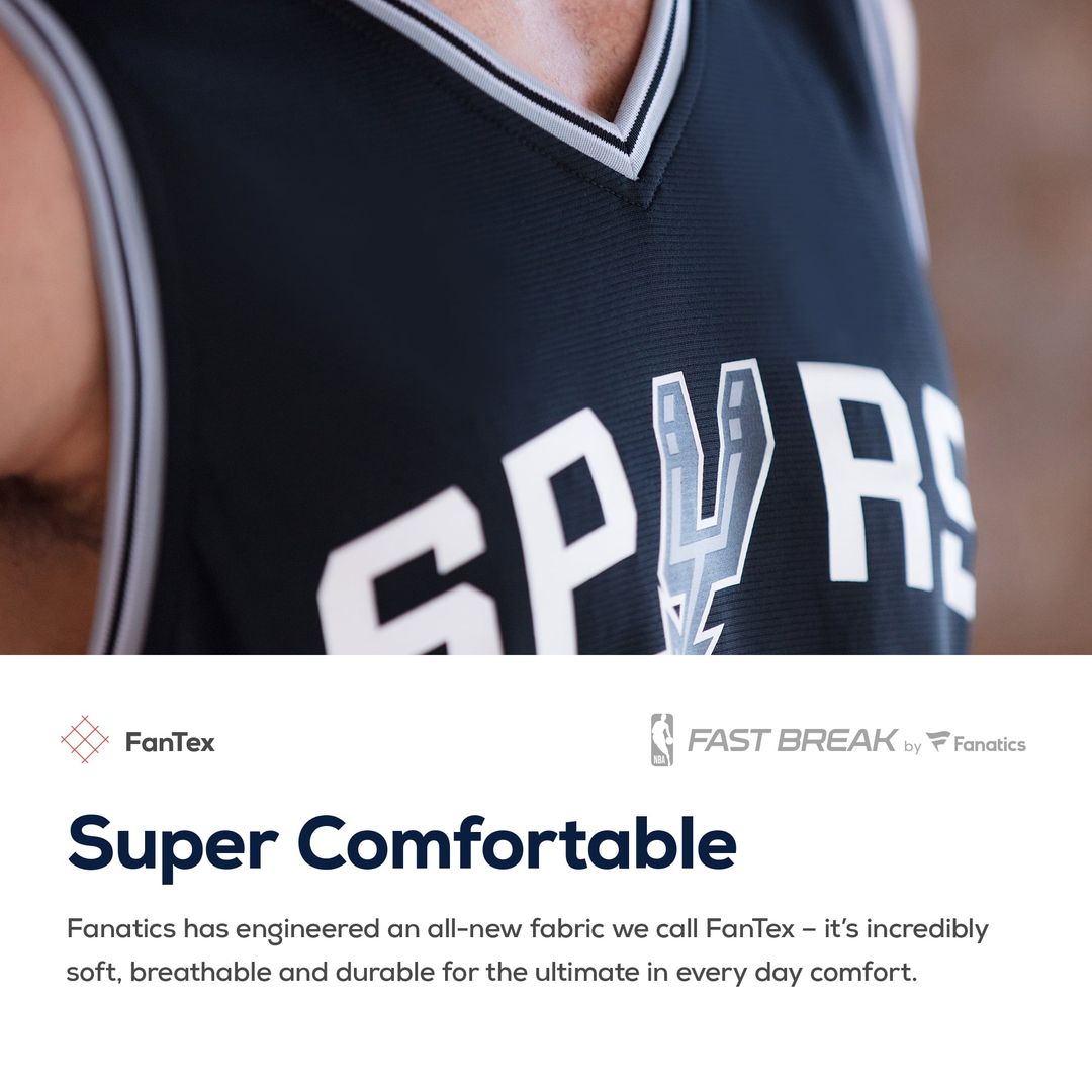 San Antonio Spurs Fanatics Youth Fast Break Custom Replica Jersey Black - Icon Edition