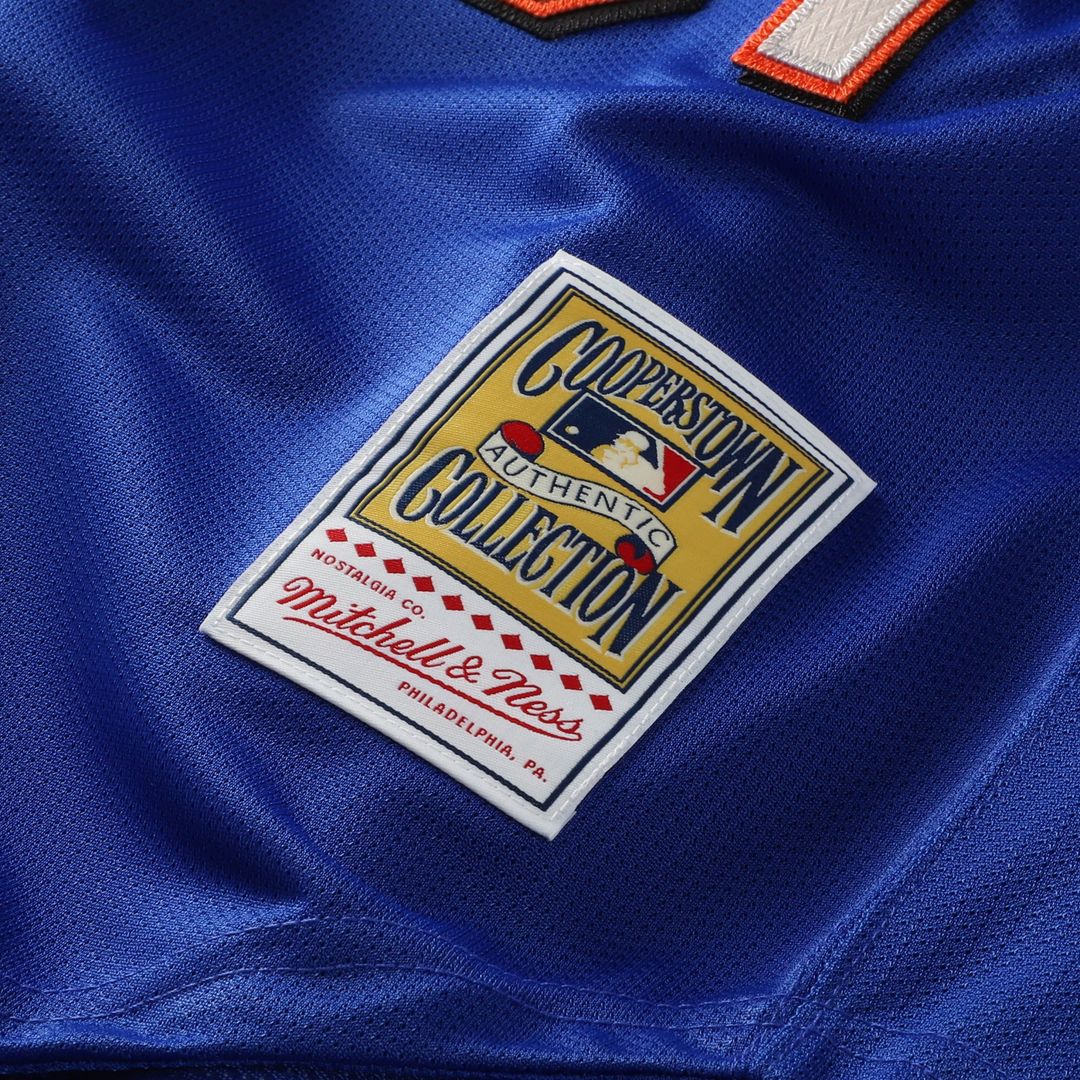 New York Mets Mike Piazza Mitchell & Ness Cooperstown Mesh Batting Practice Button - Up Jersey - Orange
