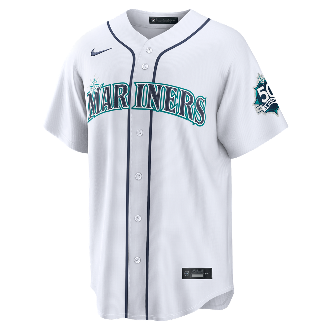 Seattle Mariners Cal Raleigh Nike Road Stadium 50th Season Patch Jersey - Navy