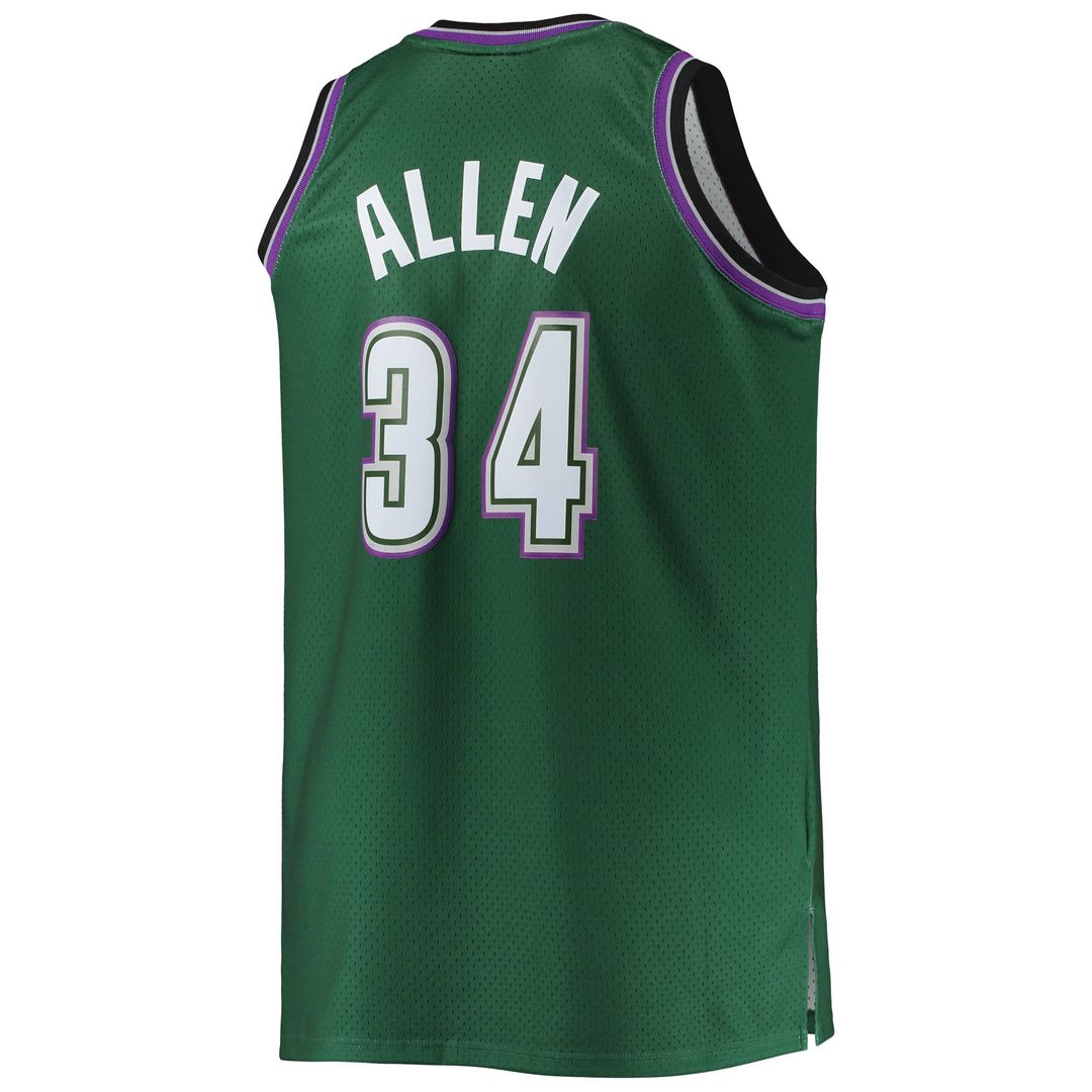 Milwaukee Bucks Ray Allen Mitchell & Ness Big & Tall 1996/97 Hardwood Classics Swingman Jersey - Hunter Green