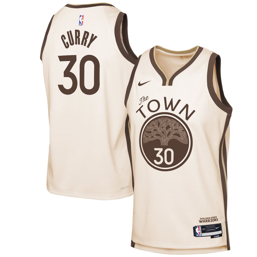 Golden State Warriors Stephen Curry Nike Youth 2025/26 City Edition Swingman Jersey - Tan