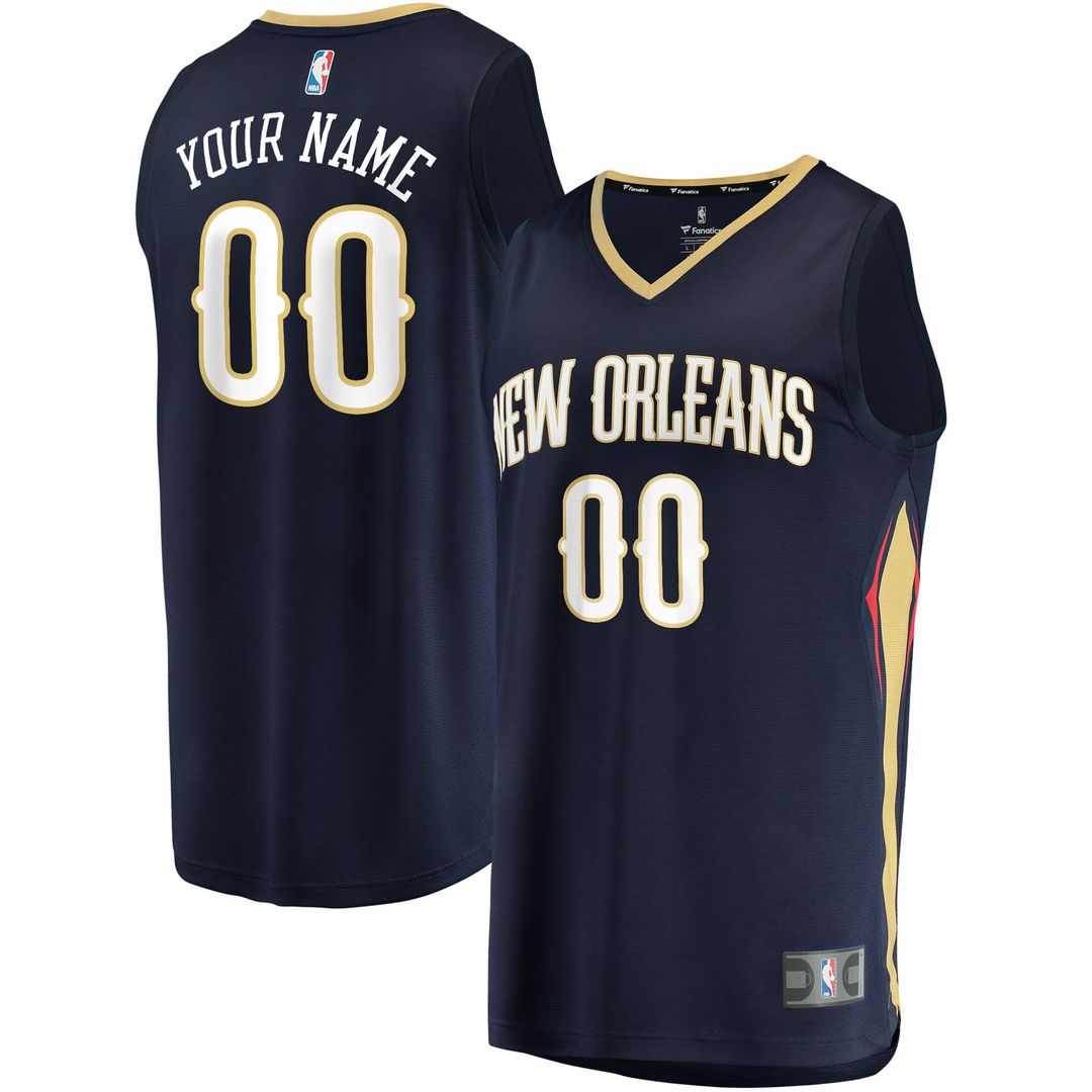 New Orleans Pelicans Fanatics Fast Break Custom Replica Jersey Navy - Icon Edition