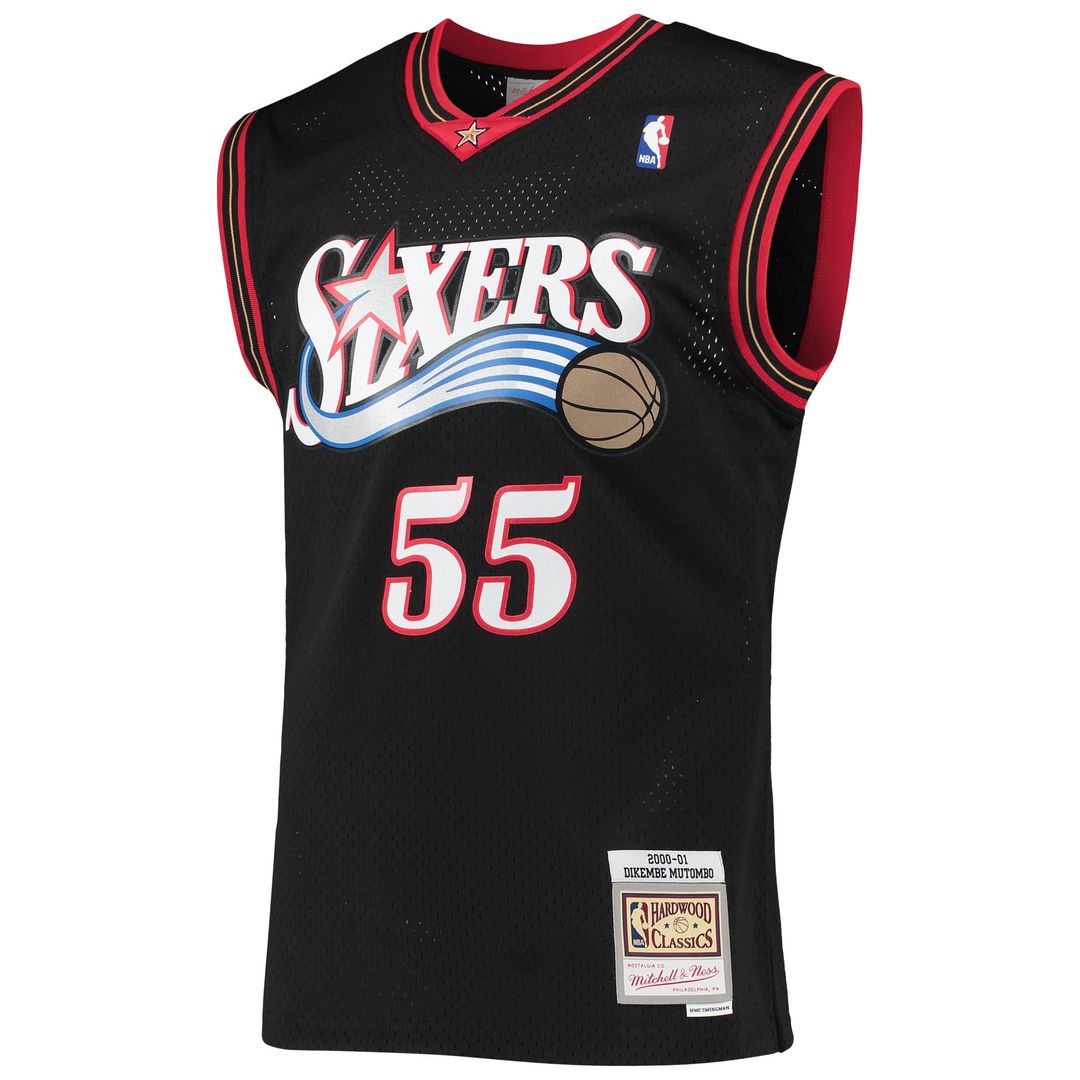 Philadelphia 76ers Dikembe Mutombo Mitchell & Ness Hardwood Classics Swingman Jersey - Black