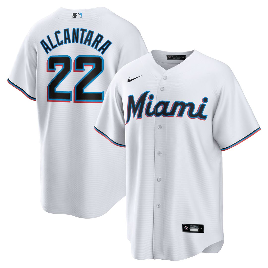 Miami Marlins Sandy Alcantara Nike Replica Player Jersey - White