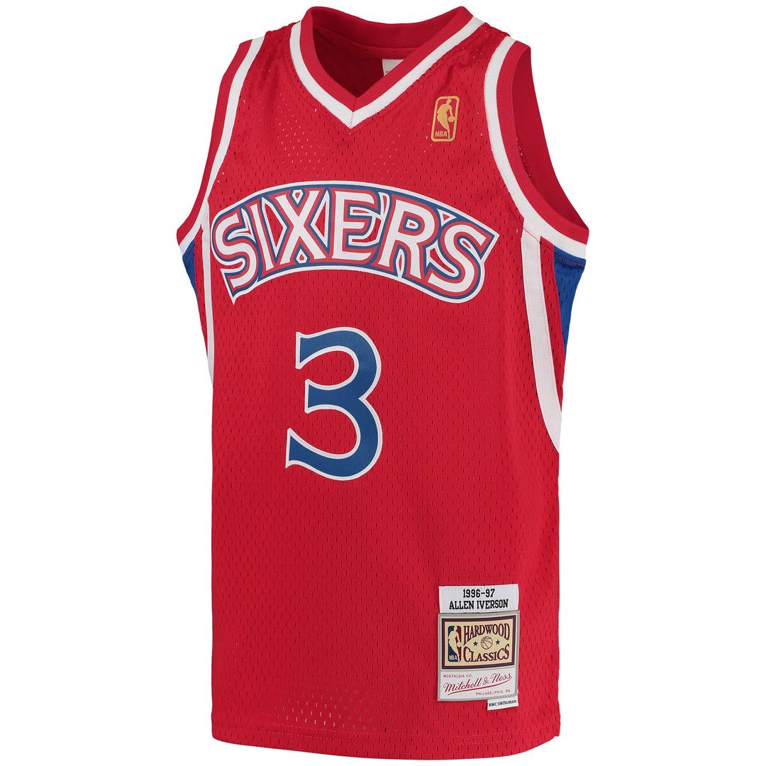 Philadelphia 76ers Allen Iverson Mitchell & Ness Youth Hardwood Classics Swingman Throwback Jersey - Black