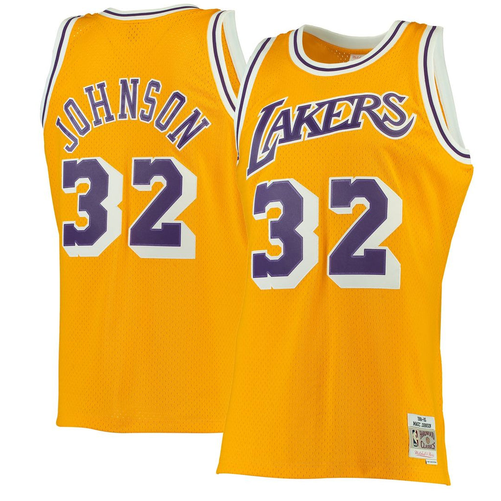 Los Angeles Lakers Magic Johnson Mitchell & Ness 1984/85 Hardwood Classics Swingman Jersey - Purple