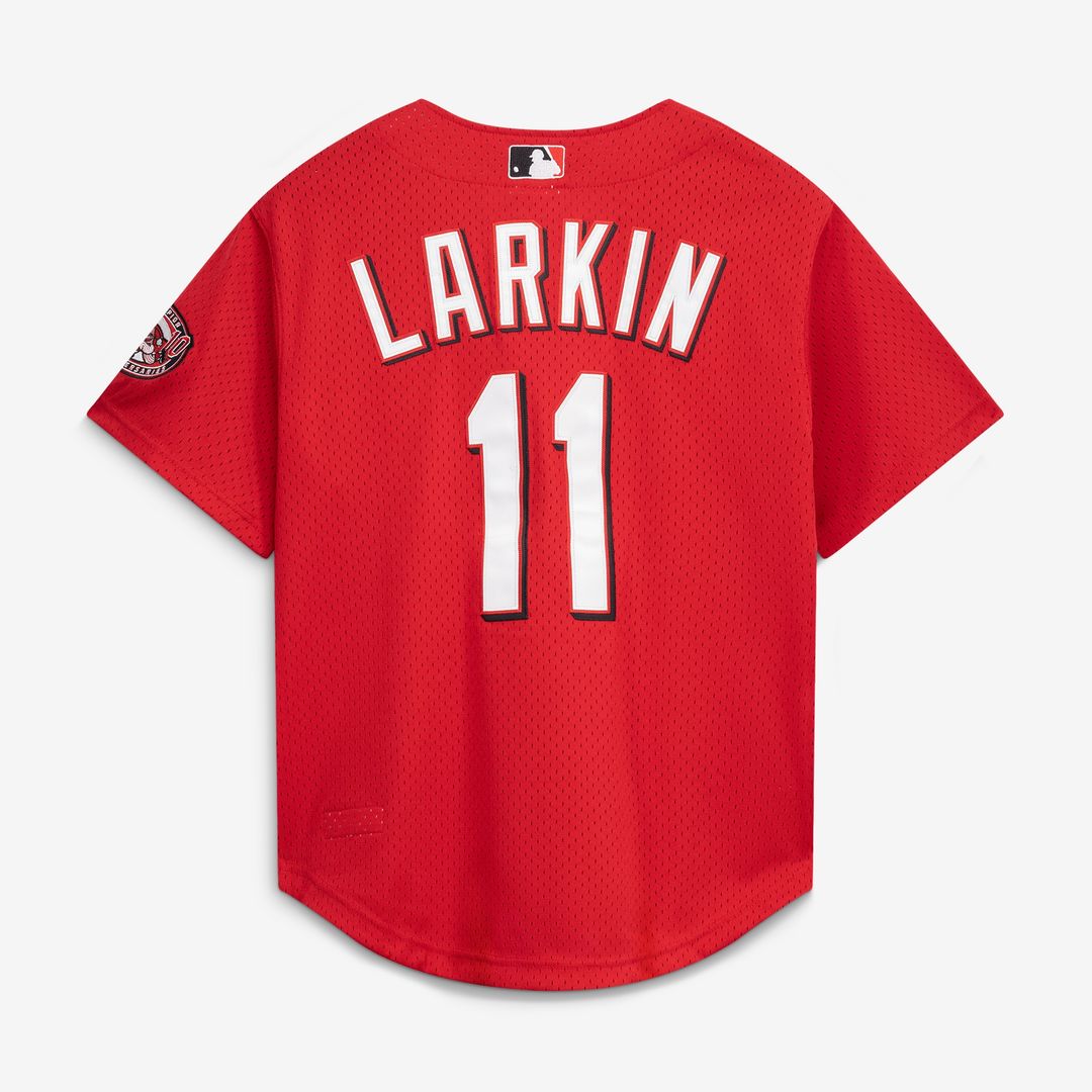 Cincinnati Reds Barry Larkin Mitchell & Ness Throwback Cooperstown Mesh Batting Practice Jersey - Red
