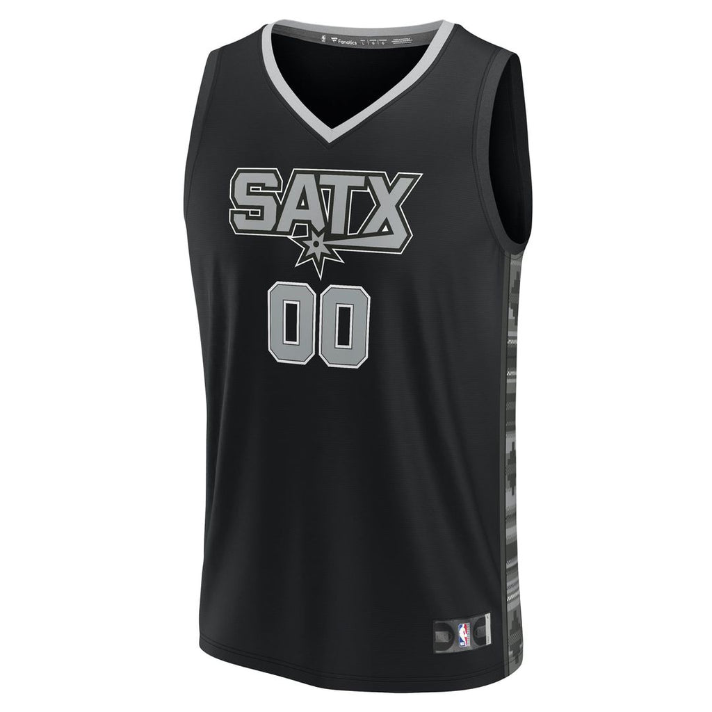 San Antonio Spurs Fanatics Fast Break Custom Replica Jersey - Black - Statement Edition