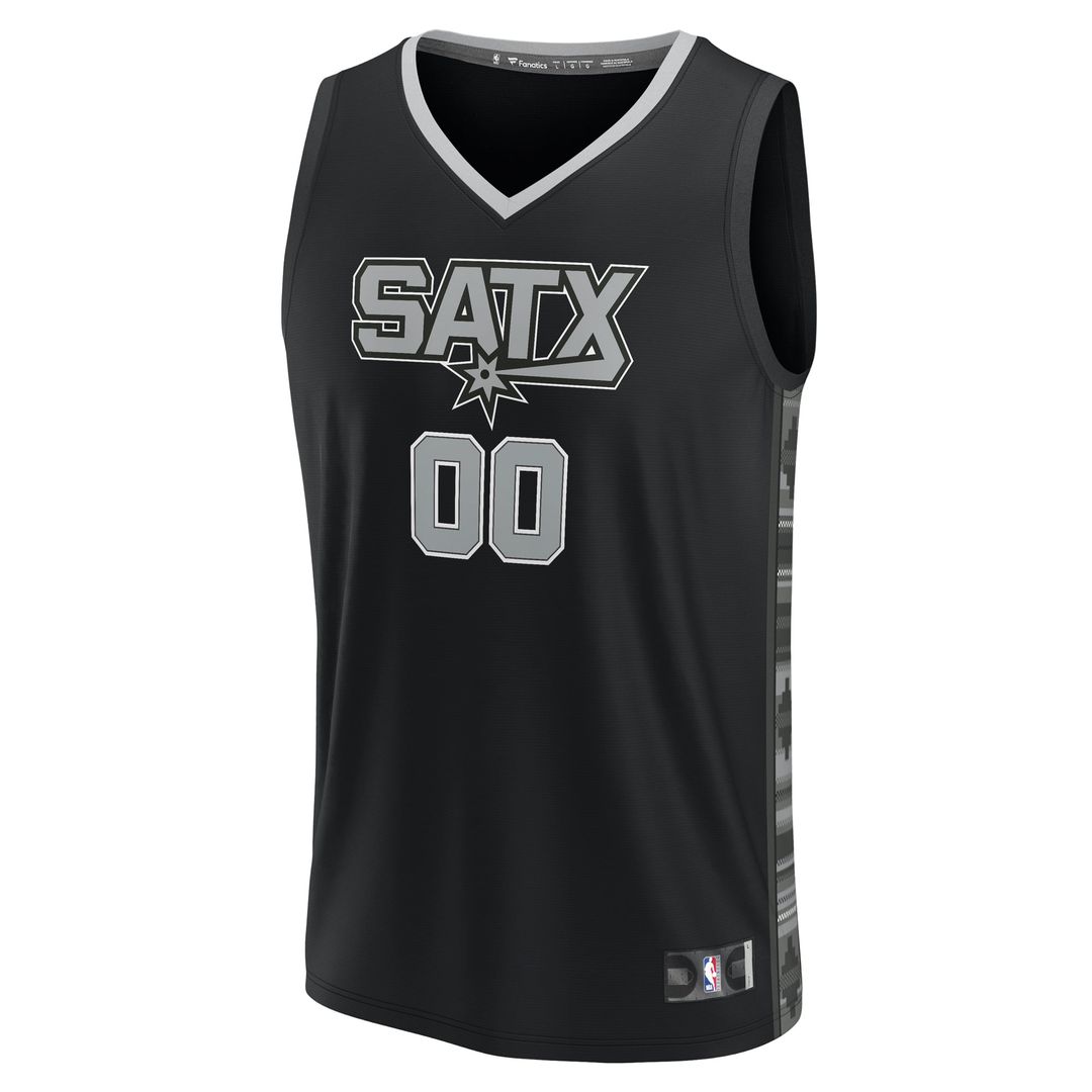 San Antonio Spurs Fanatics Fast Break Custom Replica Jersey - Black - Statement Edition