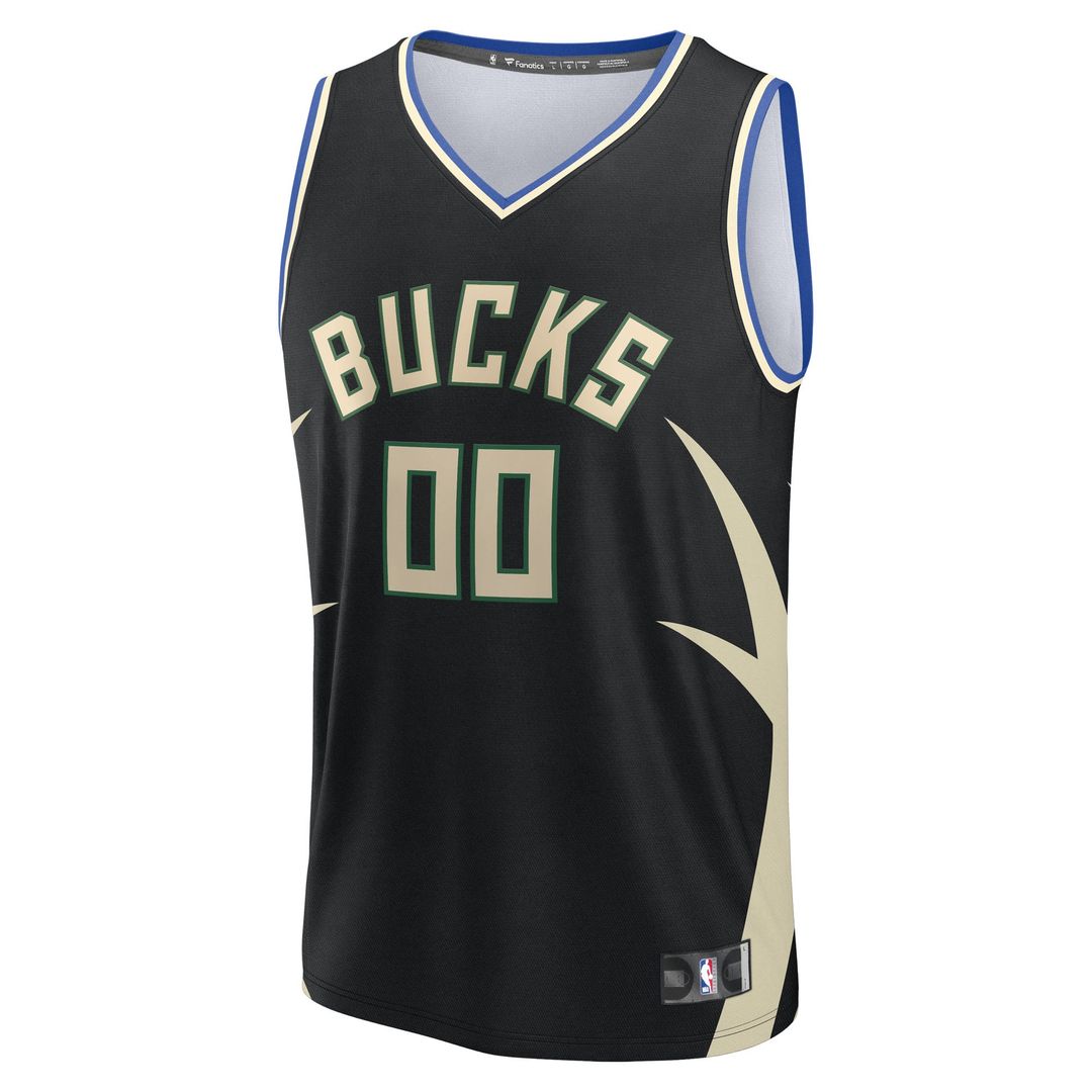 Milwaukee Bucks Fanatics Youth Fast Break Custom Replica Jersey - Black - Statement Edition