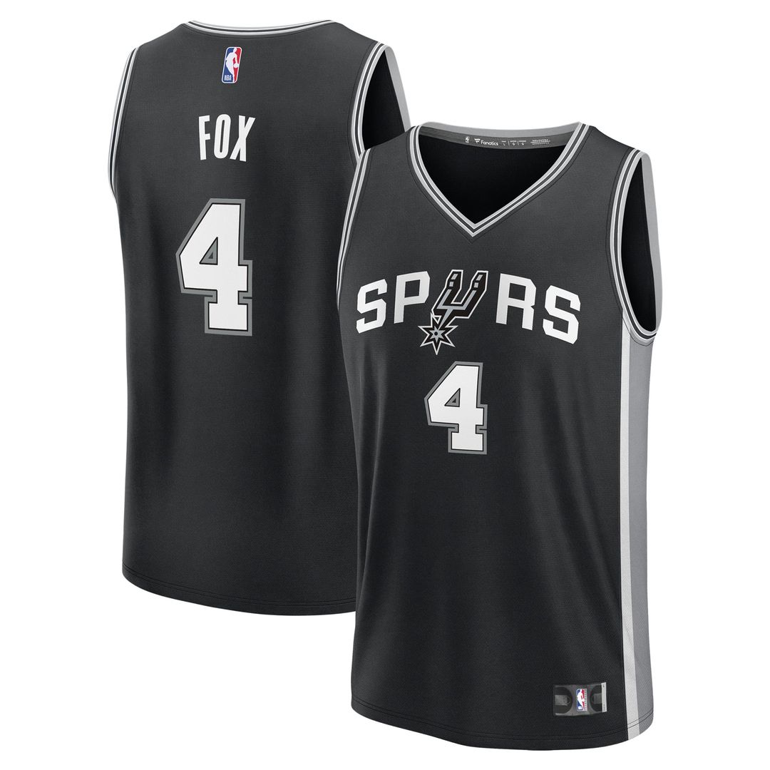 San Antonio Spurs De'Aaron Fox Fanatics Fast Break Replica Player Jersey - Icon Edition - Black