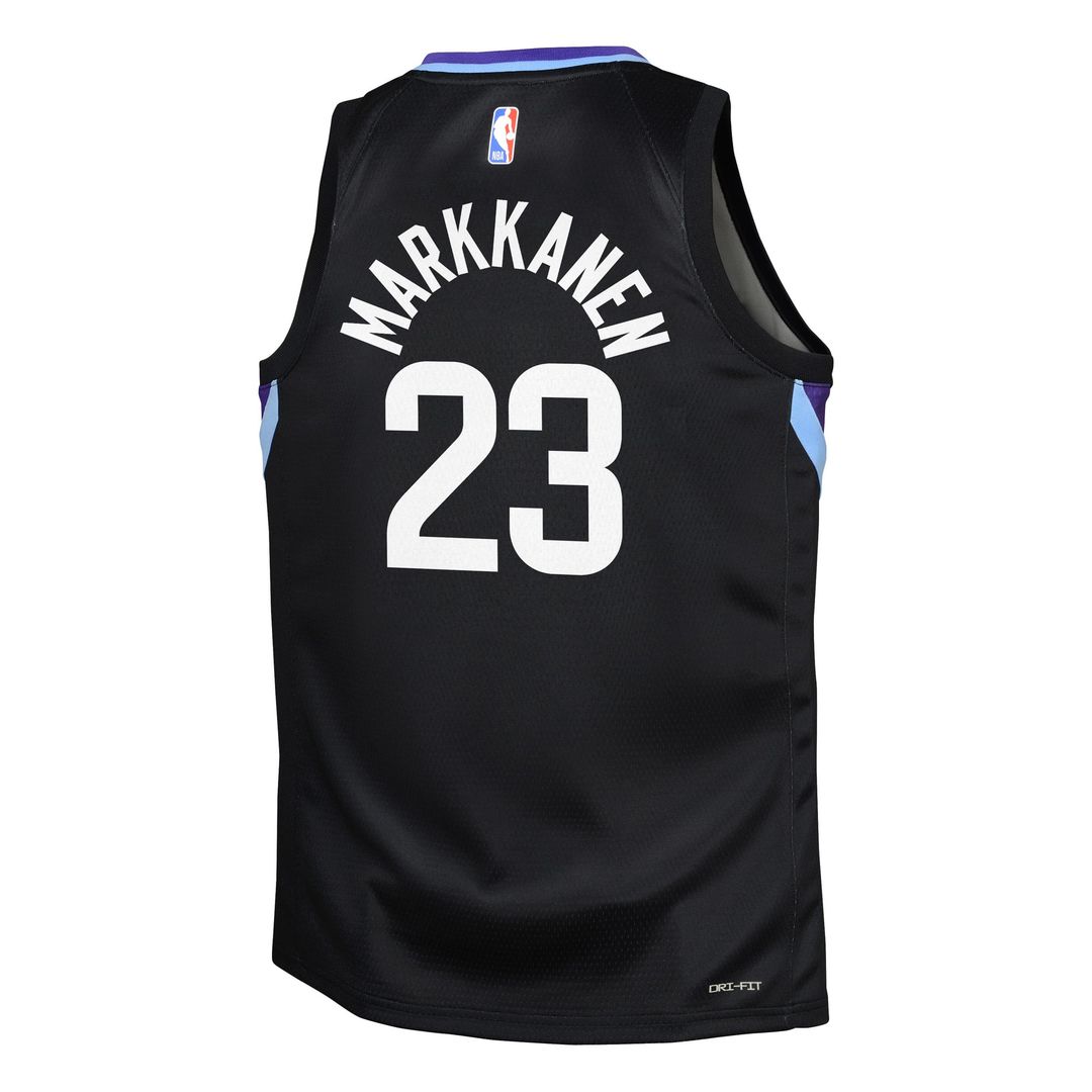 Utah Jazz Lauri Markkanen Jordan Brand Youth Swingman Jersey - Statement Edition - Black