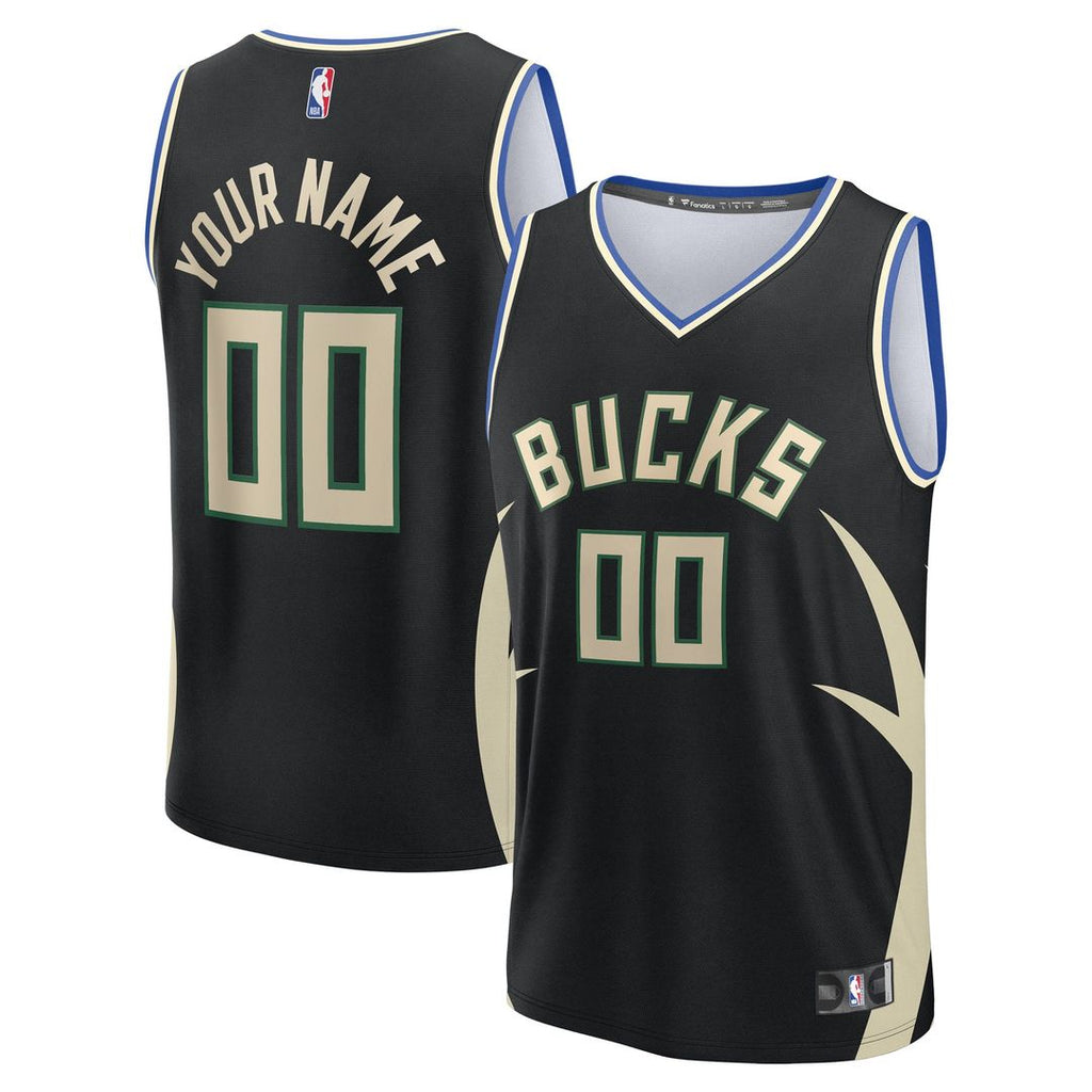 Milwaukee Bucks Fanatics Youth Fast Break Custom Replica Jersey - Green - Icon Edition