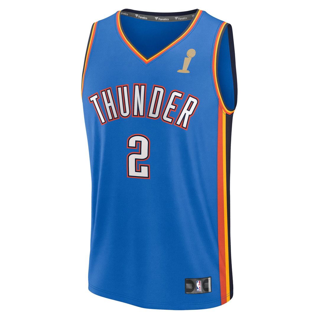 Oklahoma City Thunder Shai Gilgeous - Alexander Fanatics Youth 2025 NBA Finals Champions Fast Break Replica Player Jersey - Blue - Icon Edition