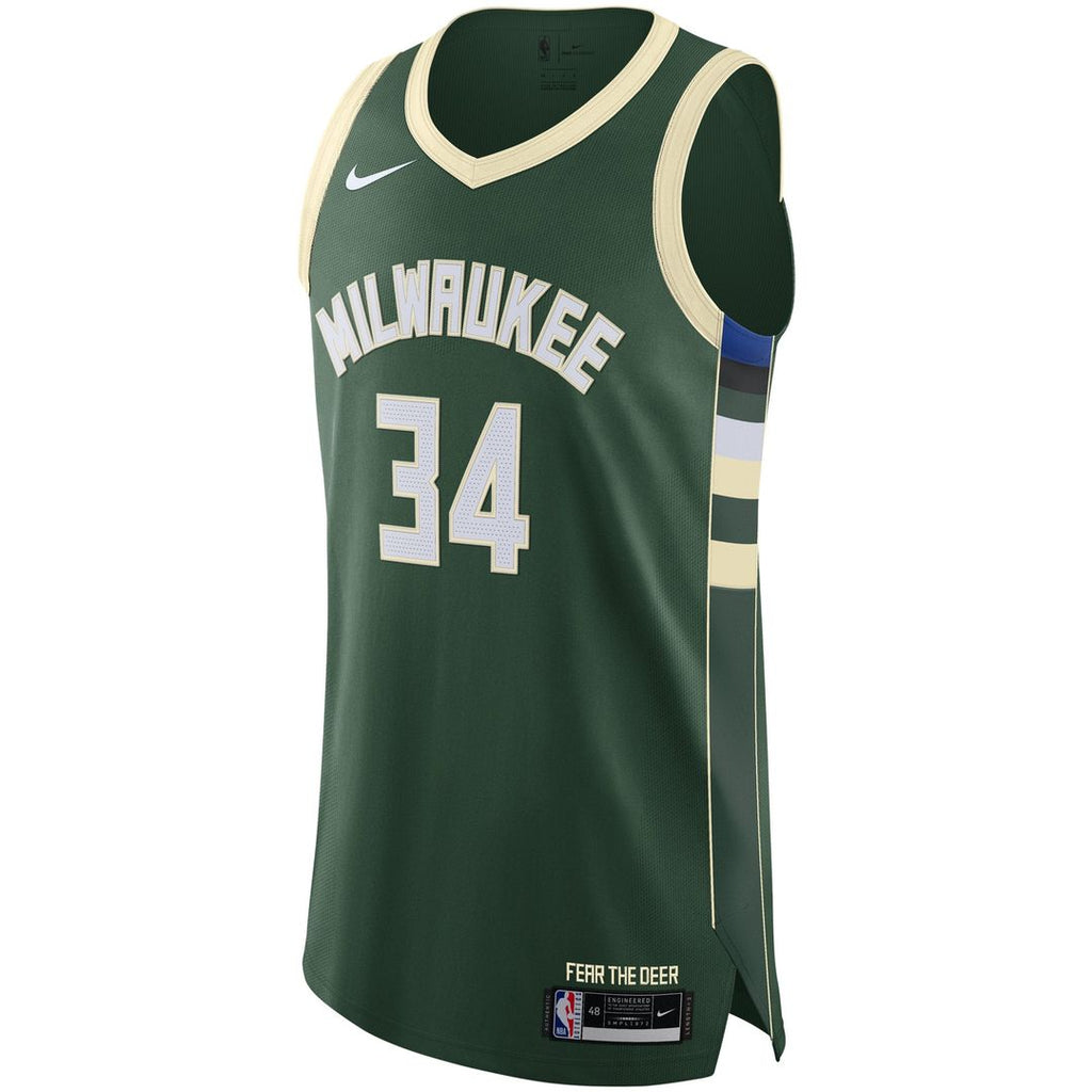 Milwaukee Bucks Giannis Antetokounmpo Nike Authentic Jersey - Icon Edition - Hunter Green