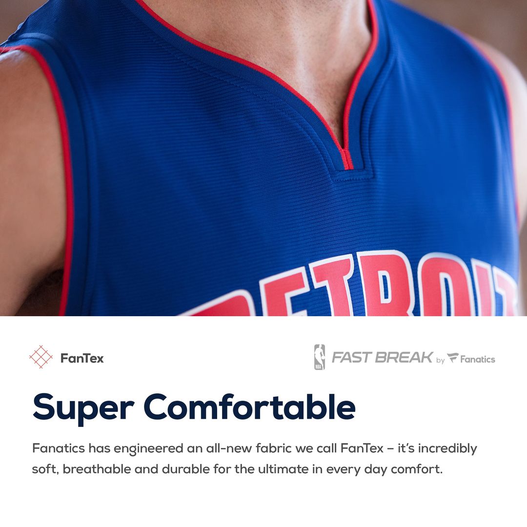 Detroit Pistons Fanatics Fast Break Custom Replica Jersey White - Association Edition