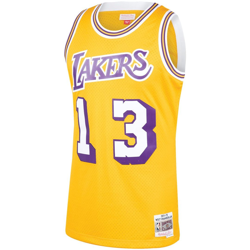 Los Angeles Lakers Wilt Chamberlain Mitchell & Ness 1971/72 Hardwood Classics Swingman Jersey - Gold