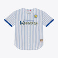 Golden State Warriors Mitchell & Ness Head Coach Pinstripe Mesh Full - Button Baseball Jersey - White