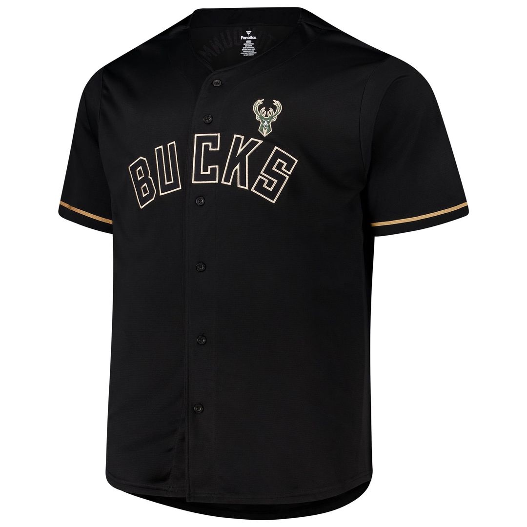 Milwaukee Bucks Giannis Antetokounmpo Profile Big & Tall Name & Number Button - Up Jersey - Black