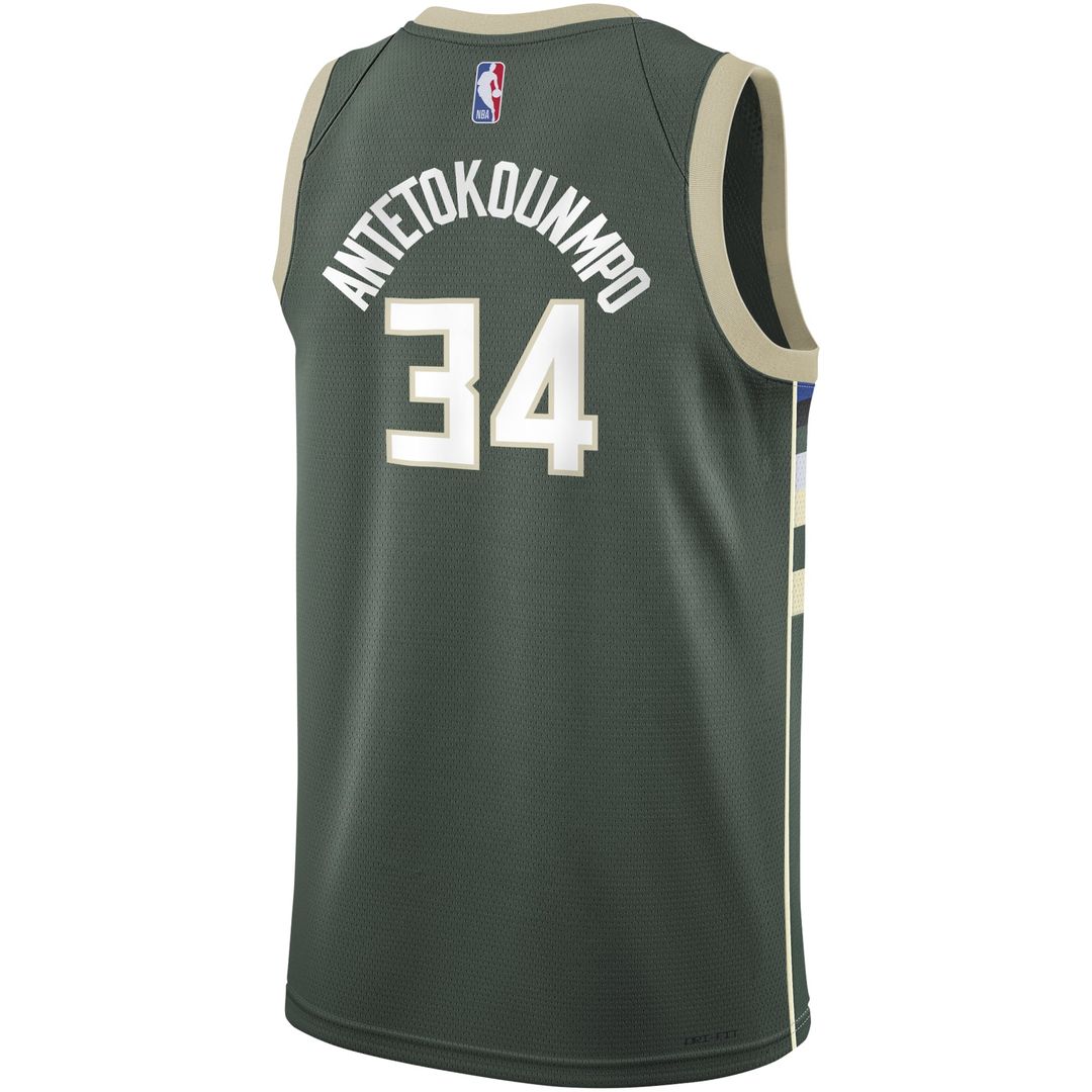 Milwaukee Bucks Giannis Antetokounmpo Nike Youth Swingman Jersey - Icon Edition - Hunter Green