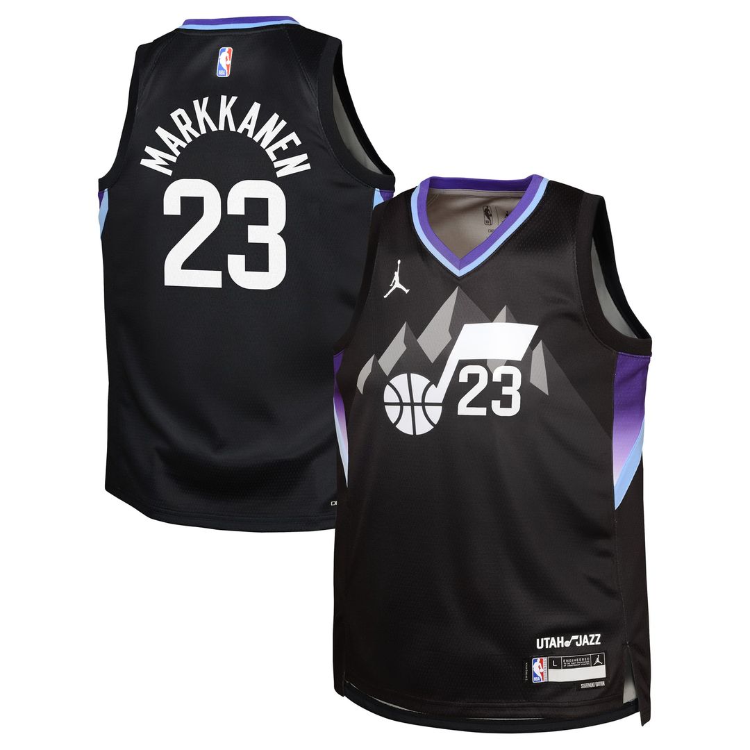 Utah Jazz Lauri Markkanen Jordan Brand Youth Swingman Jersey - Statement Edition - Black