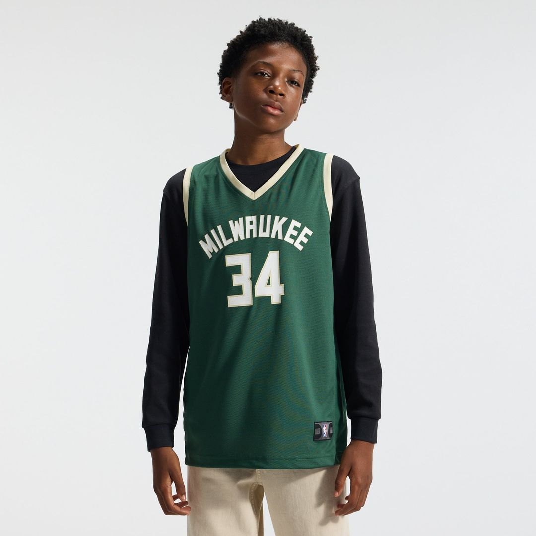 Milwaukee Bucks Giannis Antetokounmpo Fanatics Youth Fast Break Replica Player Jersey - Icon Edition - Hunter Green