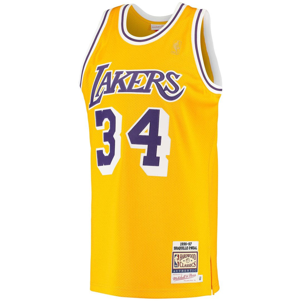 Los Angeles Lakers Shaquille O'Neal Mitchell & Ness 1996/97 Hardwood Classics Authentic Jersey - Gold
