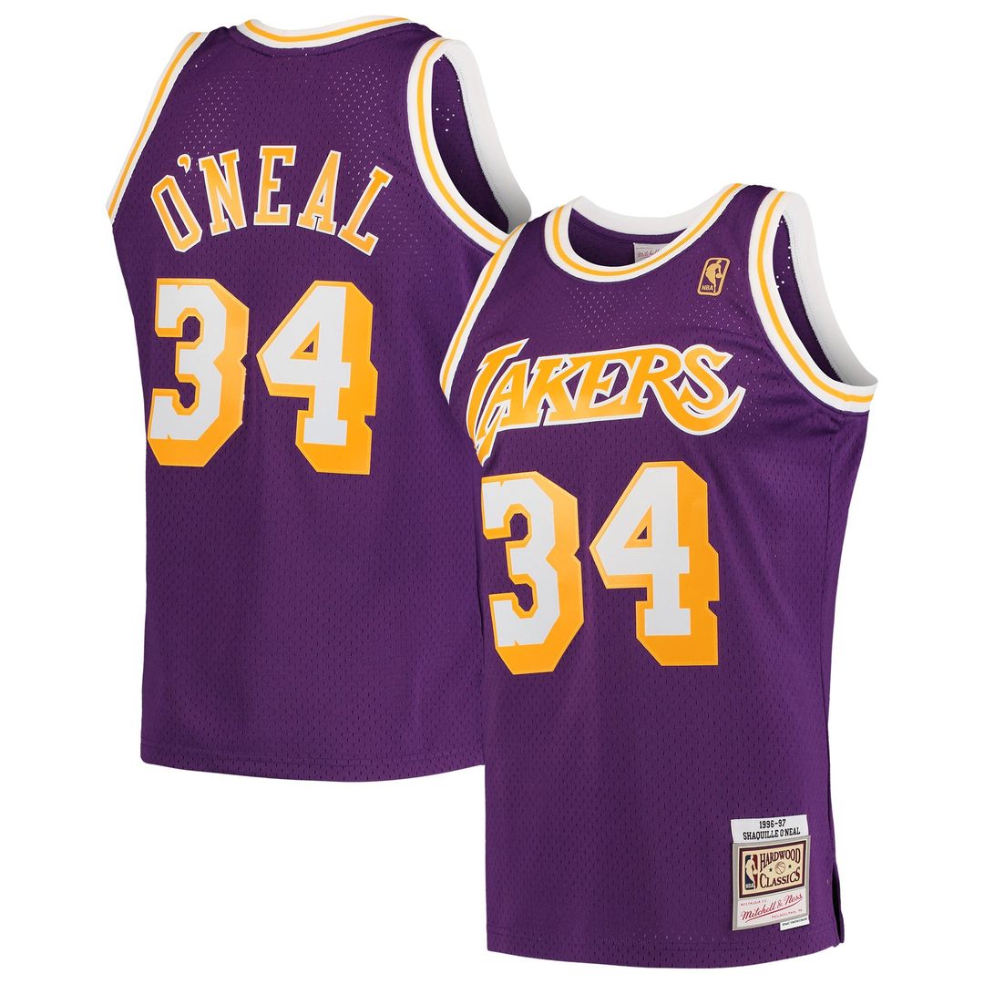 Los Angeles Lakers Shaquille O'Neal Mitchell & Ness Hardwood Classics Swingman Jersey - Purple