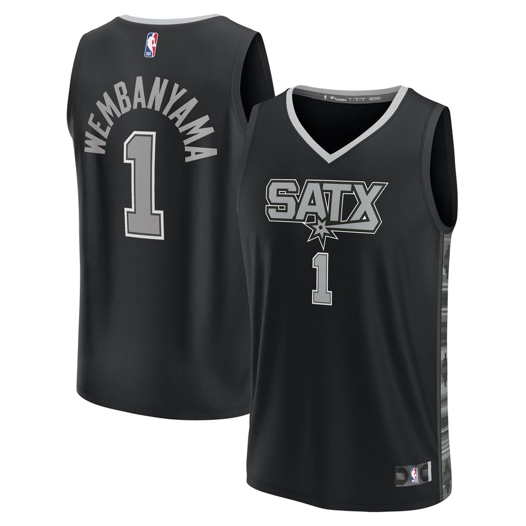 San Antonio Spurs Victor Wembanyama Fanatics Youth Fast Break Player Jersey - Statement Edition - Black