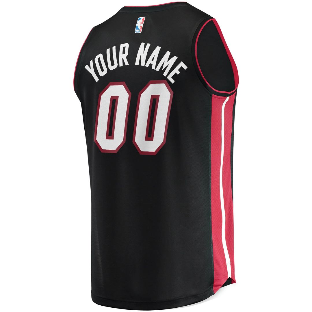 Miami Heat Fanatics Youth Fast Break Custom Replica Jersey Black - Icon Edition
