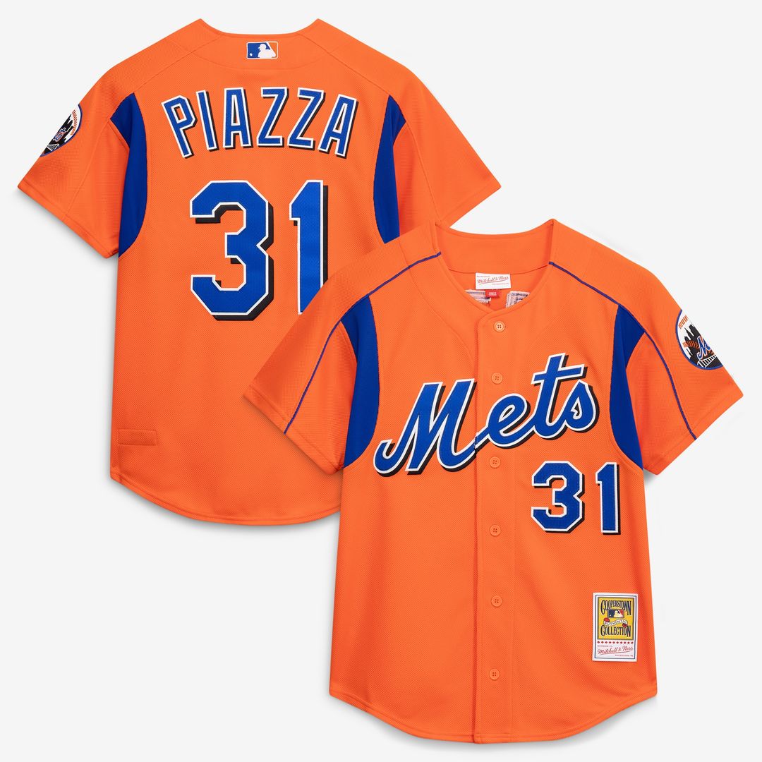 New York Mets Mike Piazza Mitchell & Ness Cooperstown Mesh Batting Practice Button - Up Jersey - Royal