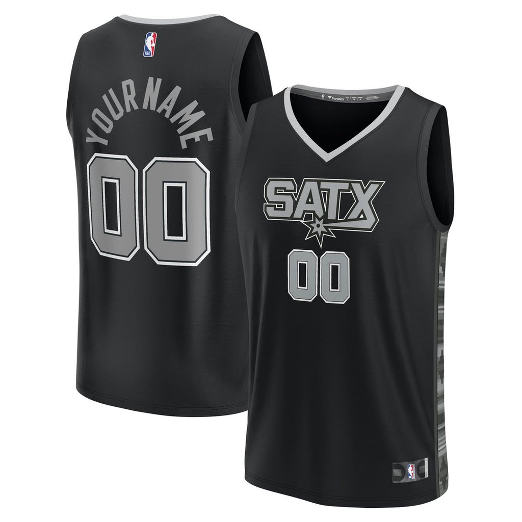 San Antonio Spurs Fanatics Fast Break Custom Replica Jersey - Black - Statement Edition