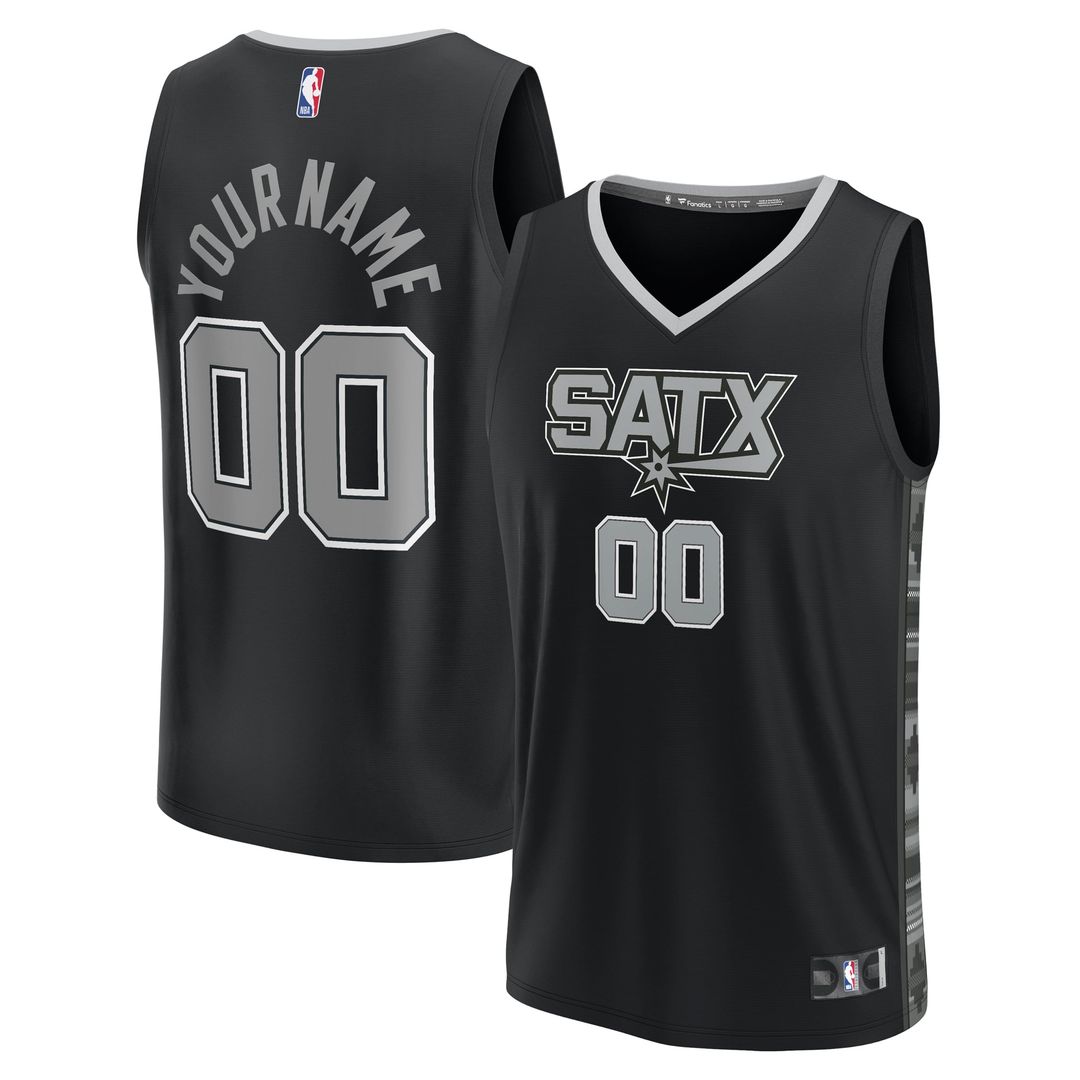 San Antonio Spurs Fanatics Fast Break Custom Replica Jersey - Black - Statement Edition