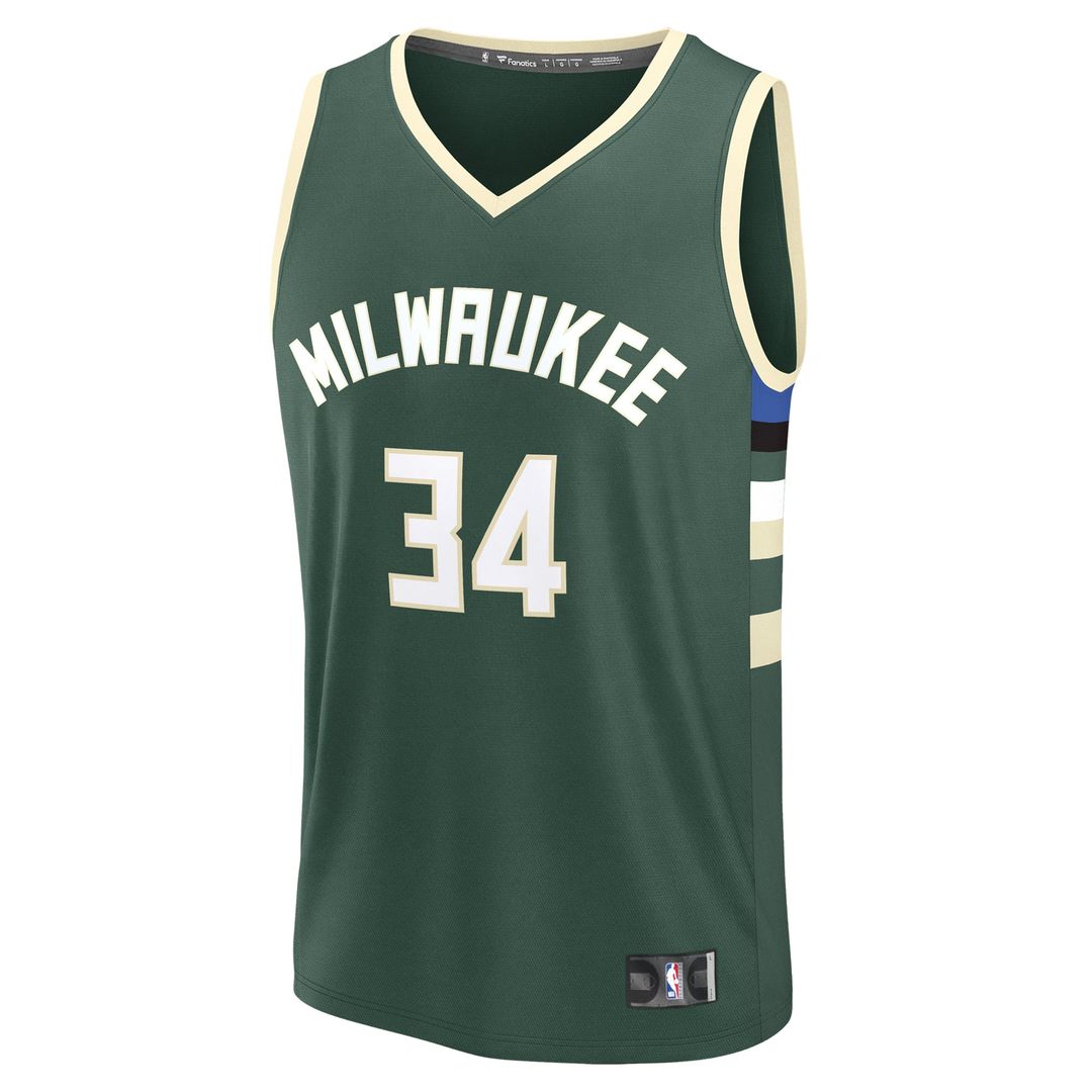 Milwaukee Bucks Giannis Antetokounmpo Fanatics Youth Fast Break Replica Player Jersey - Icon Edition - Hunter Green