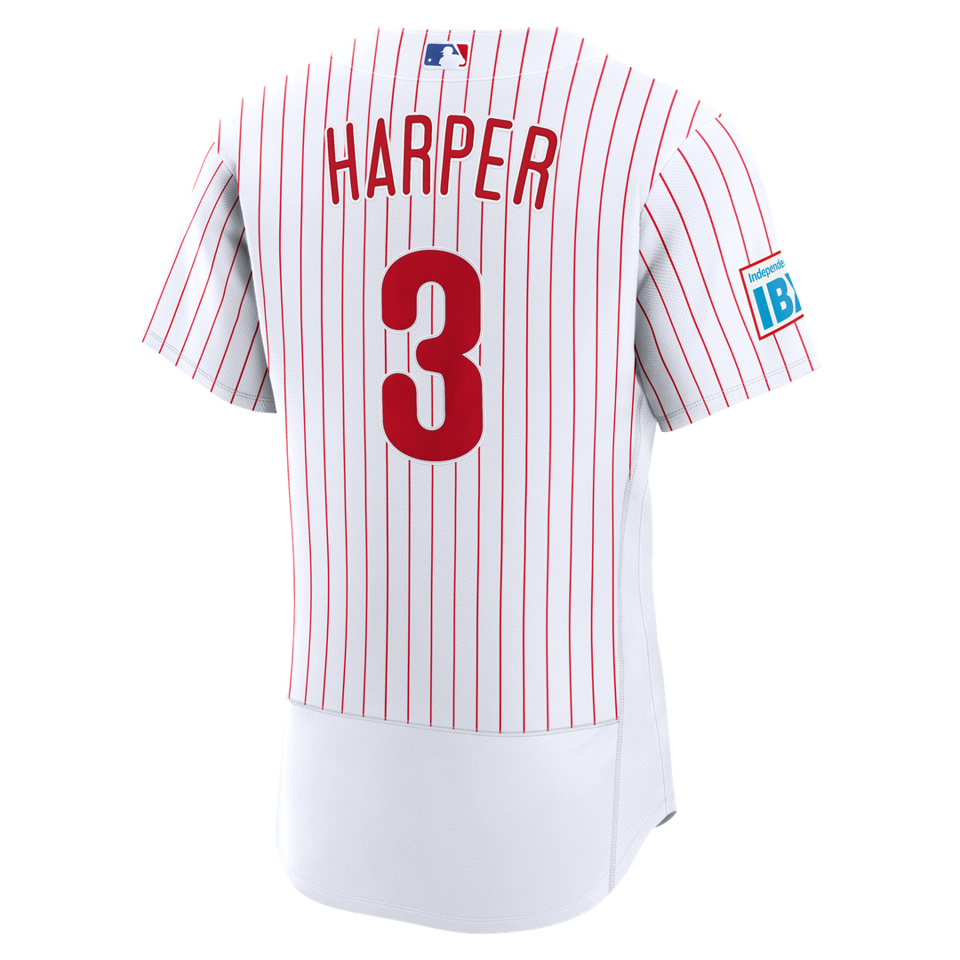 Philadelphia Phillies Bryce Harper Nike Home Authentic Sponsor Patch Jersey - White