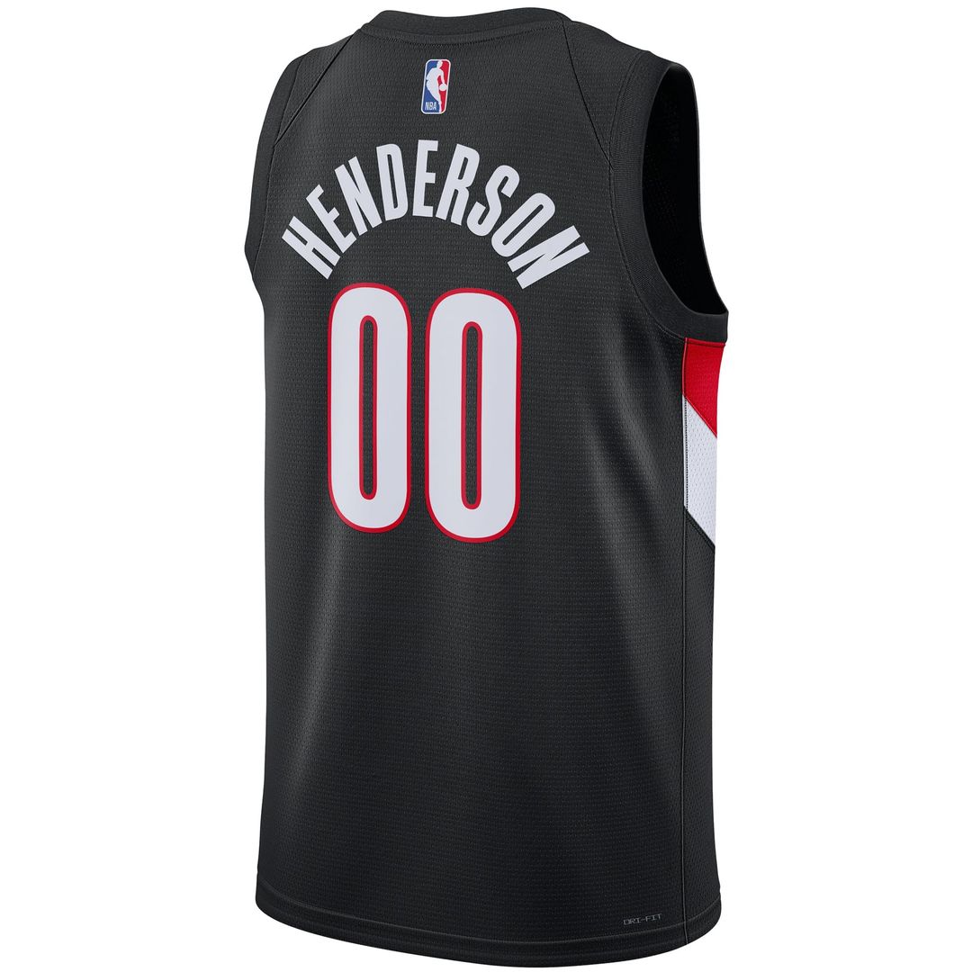 Portland Trail Blazers Scoot Henderson Nike Unisex Swingman Jersey - Icon Edition - Black