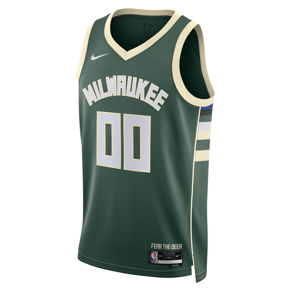 Milwaukee Bucks Nike Unisex Swingman Custom Jersey Hunter Green - Icon Edition