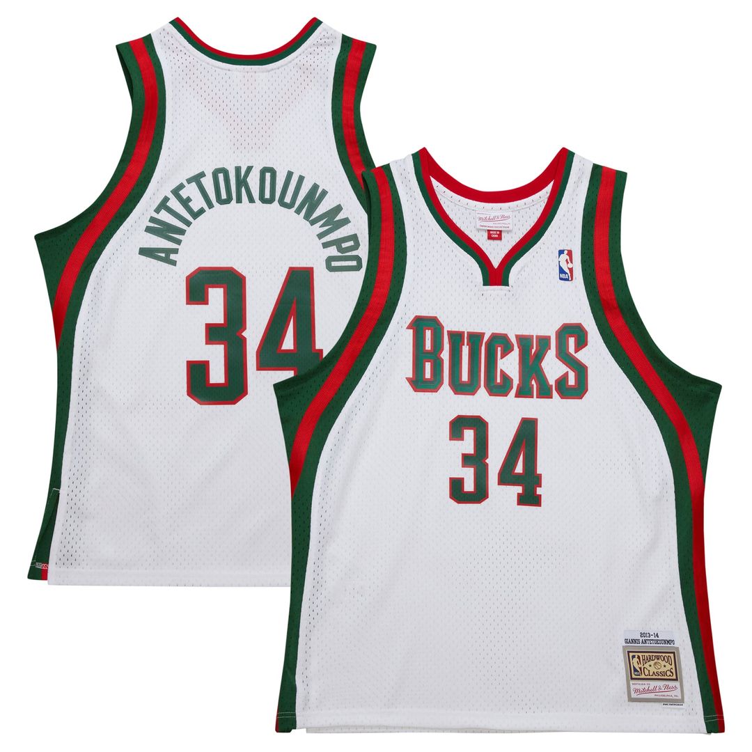 Milwaukee Bucks Giannis Antetokounmpo Mitchell & Ness 2013/14 Hardwood Classics Swingman Jersey - White