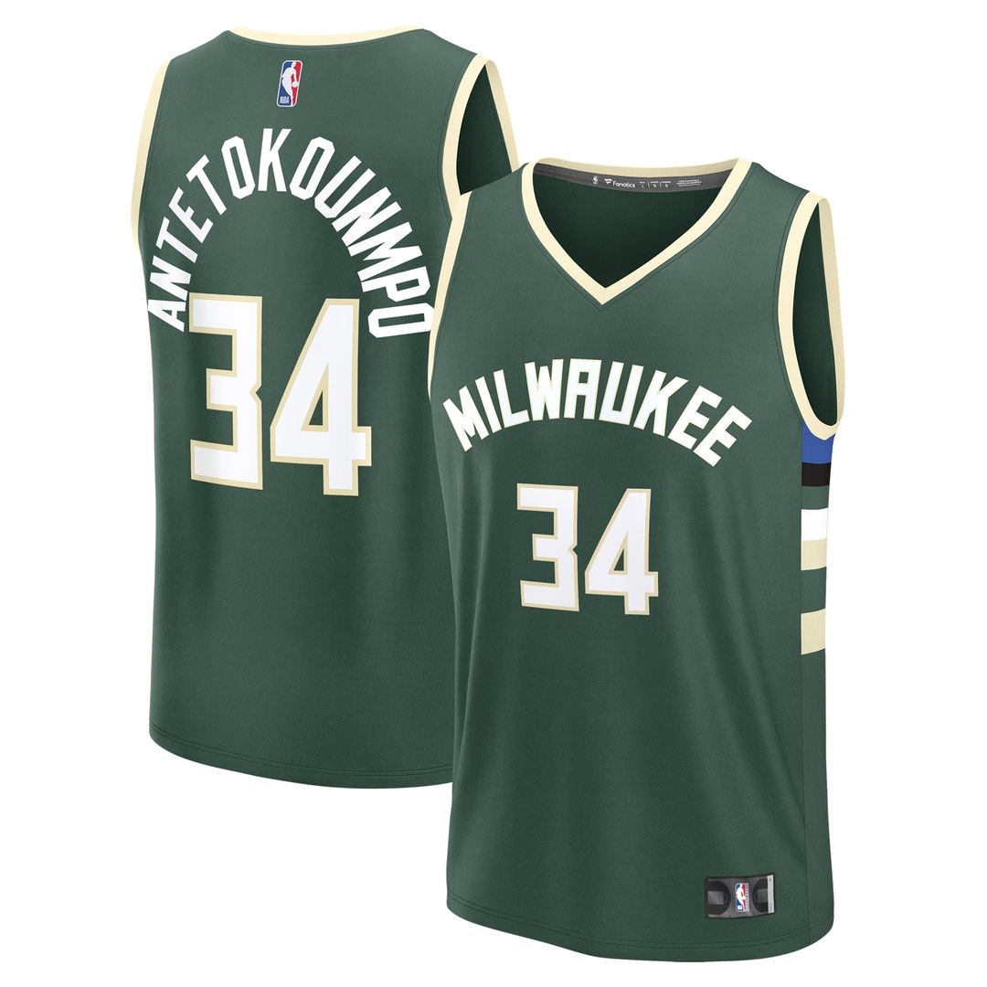 Milwaukee Bucks Giannis Antetokounmpo Fanatics Fast Break Replica Player Jersey - Icon Edition - Hunter Green