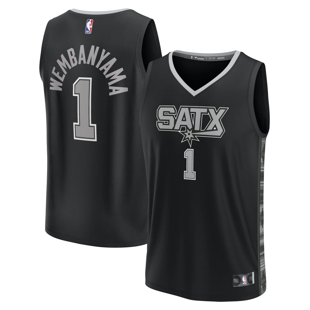 San Antonio Spurs Victor Wembanyama Fanatics Fast Break Player Jersey - Statement Edition - Black