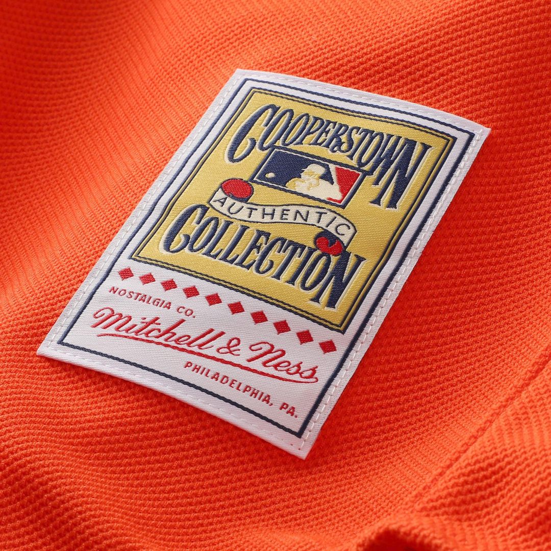 New York Mets Mike Piazza Mitchell & Ness Cooperstown Mesh Batting Practice Button - Up Jersey - Orange