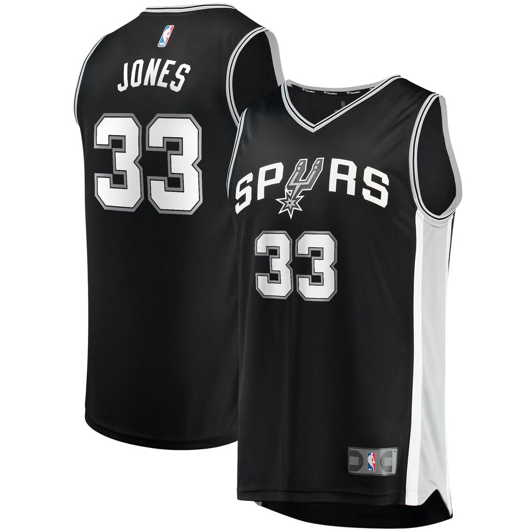 San Antonio Spurs Tre Jones Fanatics Fast Break Replica Jersey - Icon Edition - Black