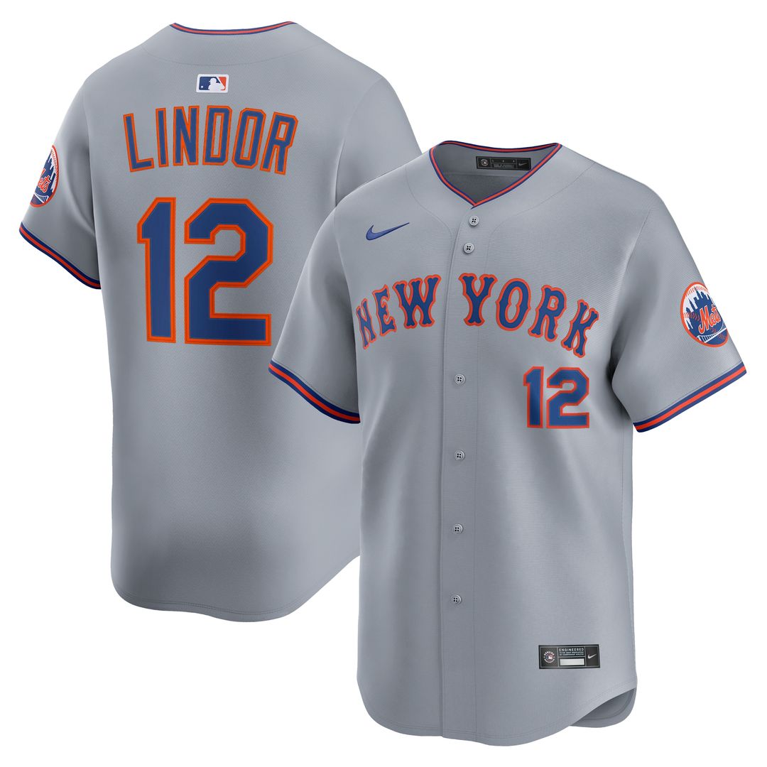 New York Mets Francisco Lindor Nike Road Limited Player Jersey - Gray