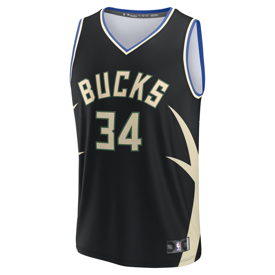 Milwaukee Bucks Giannis Antetokounmpo Fanatics Fast Break Replica Player Jersey - Statement Edition - Black