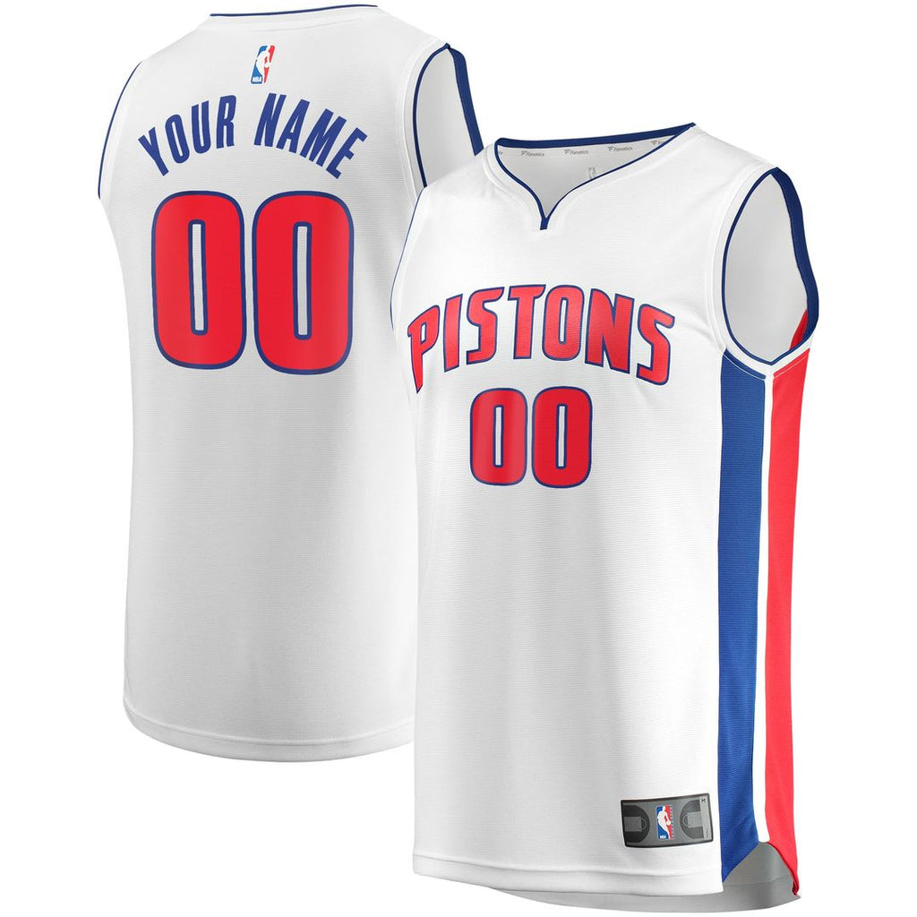 Detroit Pistons Fanatics Fast Break Custom Replica Jersey White - Association Edition